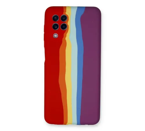 Samsung Galaxy A22 Kılıf Ebruli Lansman Silikon - Kırmızı-Mor