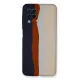 Samsung Galaxy A22 Kılıf Ebruli Lansman Silikon - Lacivert-Krem
