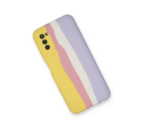 Samsung Galaxy A03S Kılıf Ebruli Lansman Silikon - Sarı-Mavi