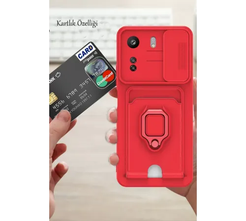 Xiaomi Redmi 13C Kılıf Zuma Kartvizitli Yüzüklü Silikon - Pembe