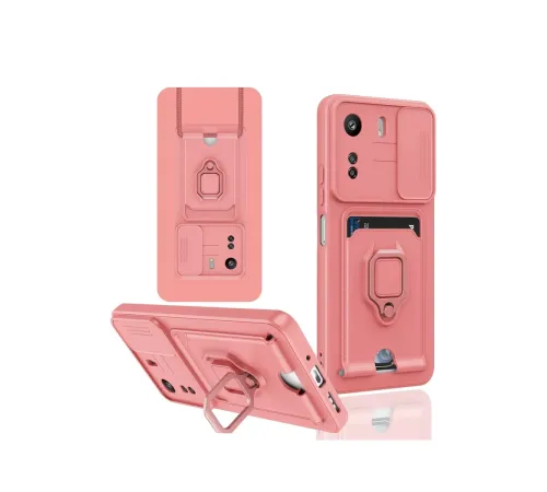 Xiaomi Redmi 13C Kılıf Zuma Kartvizitli Yüzüklü Silikon - Pembe