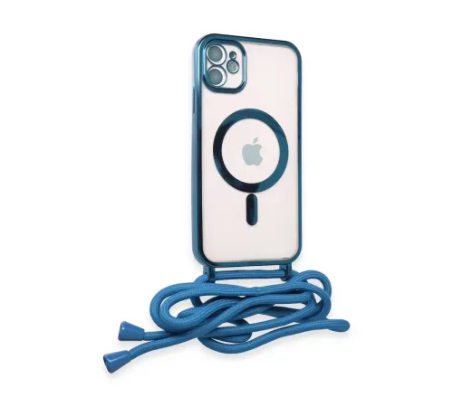 Apple iPhone 11 Kılıf Divo Lazer Askılı Magsafe Kapak - Sierra Blue