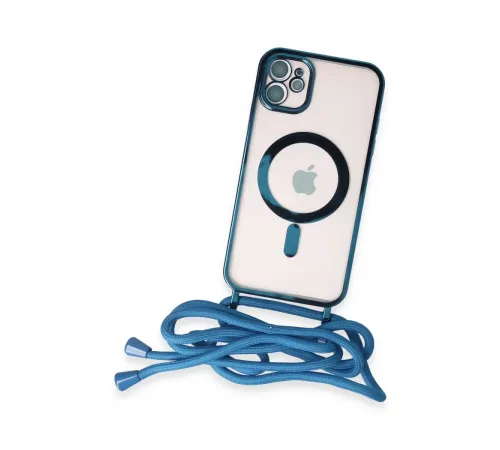 Apple iPhone 11 Kılıf Divo Lazer Askılı Magsafe Kapak - Sierra Blue