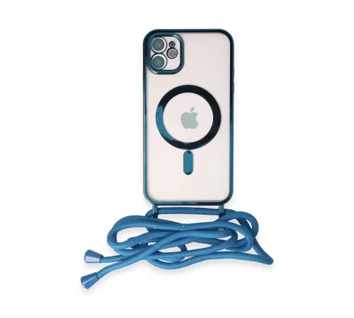 Apple iPhone 11 Kılıf Divo Lazer Askılı Magsafe Kapak - Sierra Blue