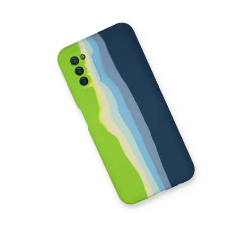 Samsung Galaxy A03S Kılıf Ebruli Lansman Silikon - Yeşil-Koyu Yeşil