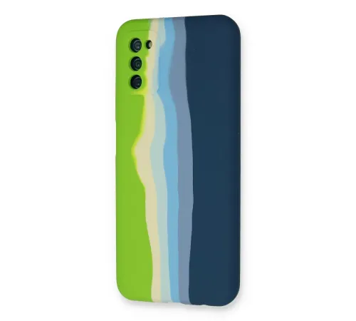 Samsung Galaxy A03S Kılıf Ebruli Lansman Silikon - Yeşil-Koyu Yeşil