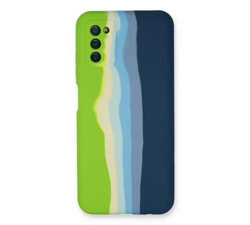 Samsung Galaxy A03S Kılıf Ebruli Lansman Silikon - Yeşil-Koyu Yeşil
