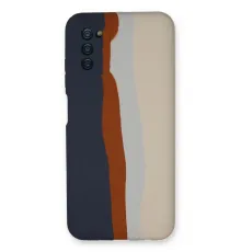 Samsung Galaxy A03S Kılıf Ebruli Lansman Silikon - Lacivert-Krem