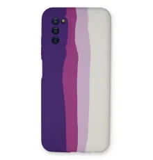 Samsung Galaxy A03S Kılıf Ebruli Lansman Silikon - Mor-Beyaz