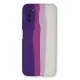 Samsung Galaxy A03S Kılıf Ebruli Lansman Silikon - Mor-Beyaz