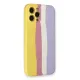 Apple iPhone 12 Pro Max Kılıf Ebruli Lansman Silikon - Sarı-Mavi