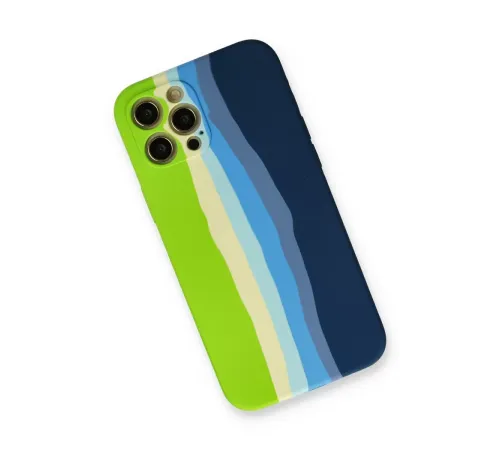 Apple iPhone 12 Pro Max Kılıf Ebruli Lansman Silikon - Yeşil-Koyu Yeşil