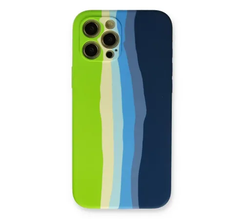 Apple iPhone 12 Pro Max Kılıf Ebruli Lansman Silikon - Yeşil-Koyu Yeşil