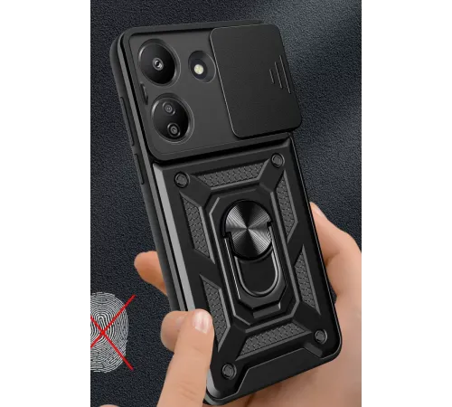 Xiaomi Redmi 13C Kılıf Pars Lens Yüzüklü Silikon - Siyah