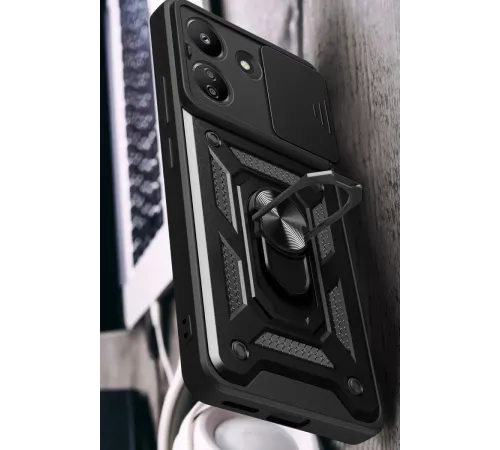 Xiaomi Redmi 13C Kılıf Pars Lens Yüzüklü Silikon - Yeşil