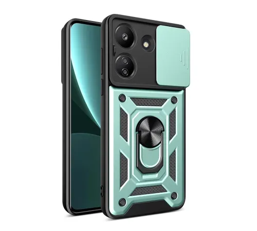 Xiaomi Redmi 13C Kılıf Pars Lens Yüzüklü Silikon - Yeşil