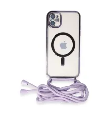 Apple iPhone 11 Kılıf Divo Lazer Askılı Magsafe Kapak - Lila