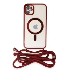 Apple iPhone 11 Kılıf Divo Lazer Askılı Magsafe Kapak - Kırmızı