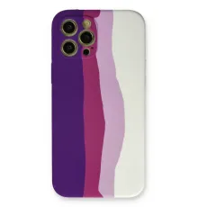 Apple iPhone 12 Pro Max Kılıf Ebruli Lansman Silikon - Mor-Beyaz