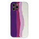 Apple iPhone 12 Pro Max Kılıf Ebruli Lansman Silikon - Mor-Beyaz