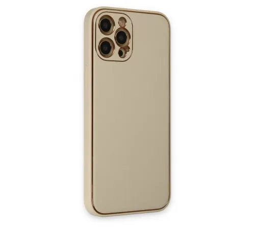 Apple iPhone 12 Pro Kılıf Coco Deri Silikon Kapak - Gold