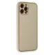 Apple iPhone 12 Pro Kılıf Coco Deri Silikon Kapak - Gold