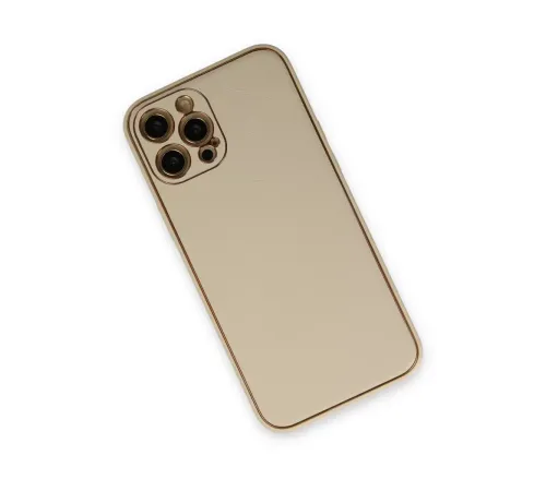Apple iPhone 12 Pro Kılıf Coco Deri Silikon Kapak - Gold
