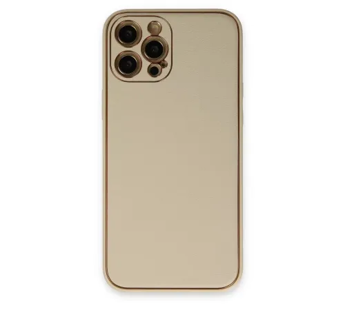 Apple iPhone 12 Pro Kılıf Coco Deri Silikon Kapak - Gold