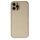 Apple iPhone 12 Pro Kılıf Coco Deri Silikon Kapak - Gold