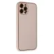 Apple iPhone 12 Pro Kılıf Coco Deri Silikon Kapak - Pudra