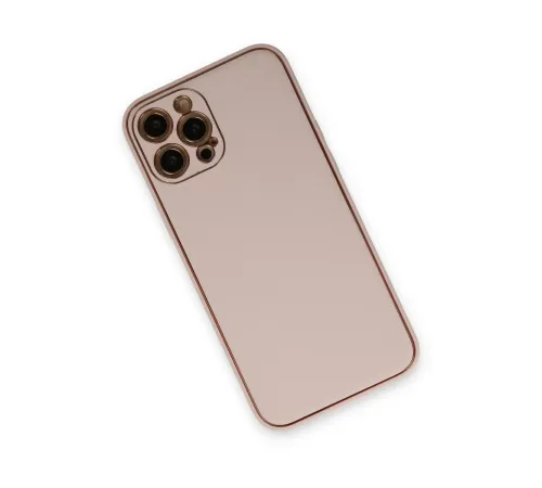 Apple iPhone 12 Pro Kılıf Coco Deri Silikon Kapak - Pudra