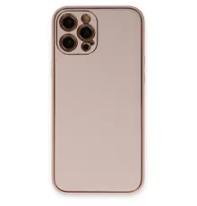 Apple iPhone 12 Pro Kılıf Coco Deri Silikon Kapak - Pudra