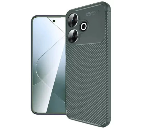 Xiaomi Redmi 13 4G Kılıf Auto Focus Karbon Kapak - Koyu Yeşil