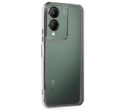 Vivo Y17S Kılıf Lensli Silikon - Gümüş