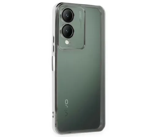 Vivo Y17S Kılıf Lensli Silikon - Gümüş