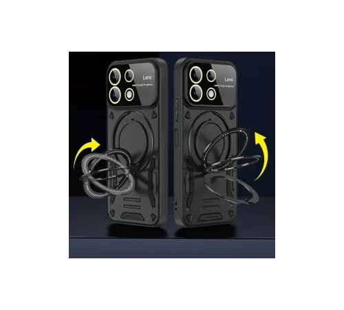 Xiaomi Redmi 13 4G Kılıf Joy Lens Standlı Kapak - Koyu Yeşil