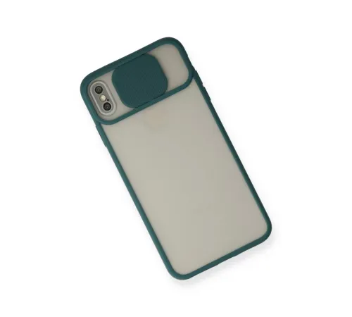 Apple iPhone X Kılıf Palm Buzlu Kamera Sürgülü Silikon - Yeşil