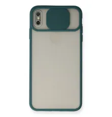 Apple iPhone X Kılıf Palm Buzlu Kamera Sürgülü Silikon - Yeşil