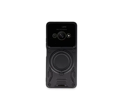 Xiaomi Poco C61 Kılıf Joy Lens Standlı Kapak - Siyah