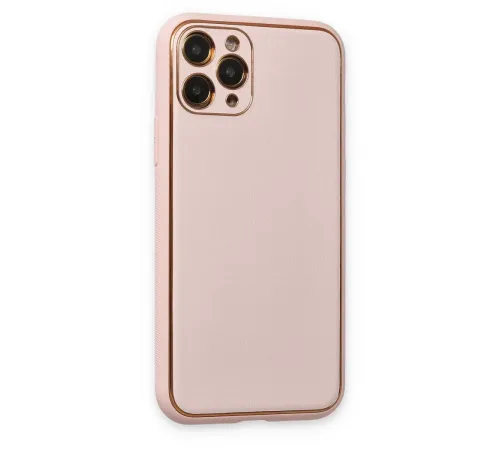 Apple iPhone 11 Pro Kılıf Coco Deri Silikon Kapak - Pudra