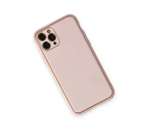 Apple iPhone 11 Pro Kılıf Coco Deri Silikon Kapak - Pudra