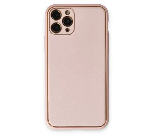 Apple iPhone 11 Pro Kılıf Coco Deri Silikon Kapak - Pudra