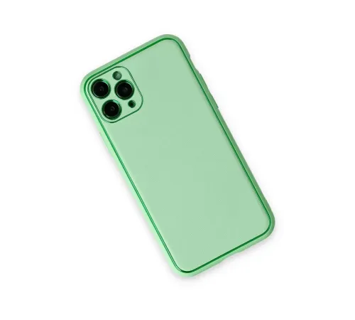 Apple iPhone 11 Pro Kılıf Coco Deri Silikon Kapak - Açık Yeşil