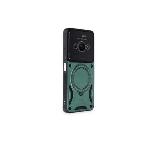 Xiaomi Poco C61 Kılıf Joy Lens Standlı Kapak - Koyu Yeşil