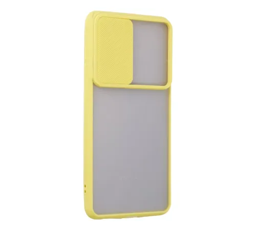 Samsung Galaxy S21 FE Kılıf Palm Buzlu Kamera Sürgülü Silikon - Sarı