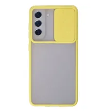 Samsung Galaxy S21 FE Kılıf Palm Buzlu Kamera Sürgülü Silikon - Sarı