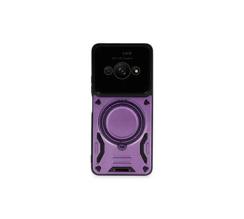 Xiaomi Poco C61 Kılıf Joy Lens Standlı Kapak - Mor