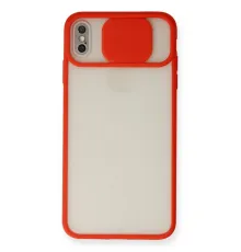 Apple iPhone X Kılıf Palm Buzlu Kamera Sürgülü Silikon - Kırmızı