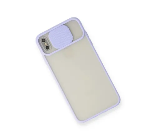 Apple iPhone X Kılıf Palm Buzlu Kamera Sürgülü Silikon - Lila