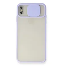Apple iPhone X Kılıf Palm Buzlu Kamera Sürgülü Silikon - Lila